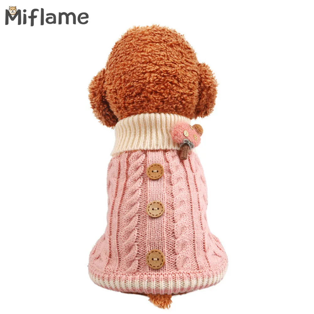 

Miflam Autumn Winter Dog Sweater With Button Knitting Dog Clothes For Pet Coat Warm Small Dog Clothing Schnauzer Bichon Clothes