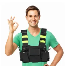 Nylon Radio Chest Harness Universal Reflective Holster Vest Pack Front Waist Pouch With Adjusted Shoulder Strap For WalkieTalkie