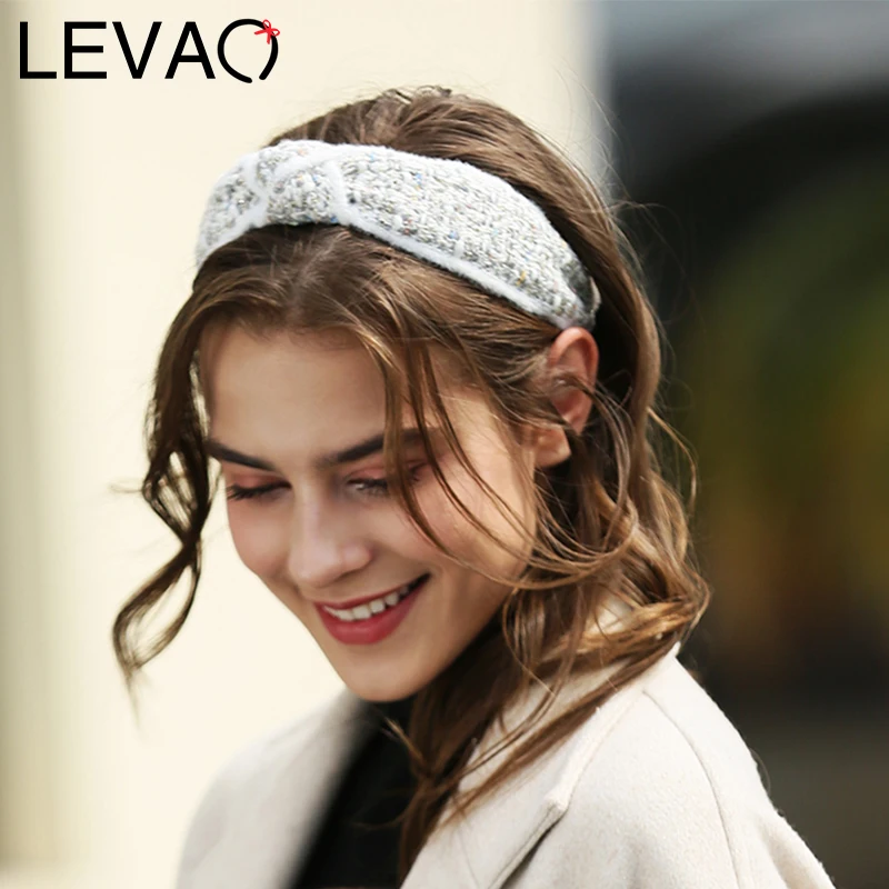 LEVAO, модная шерстяная вязанная повязка на голову, ободок, повязка на волосы "тюрбан", для девочек, бант, повязка на голову для женщин, аксессуары для волос, головной убор
