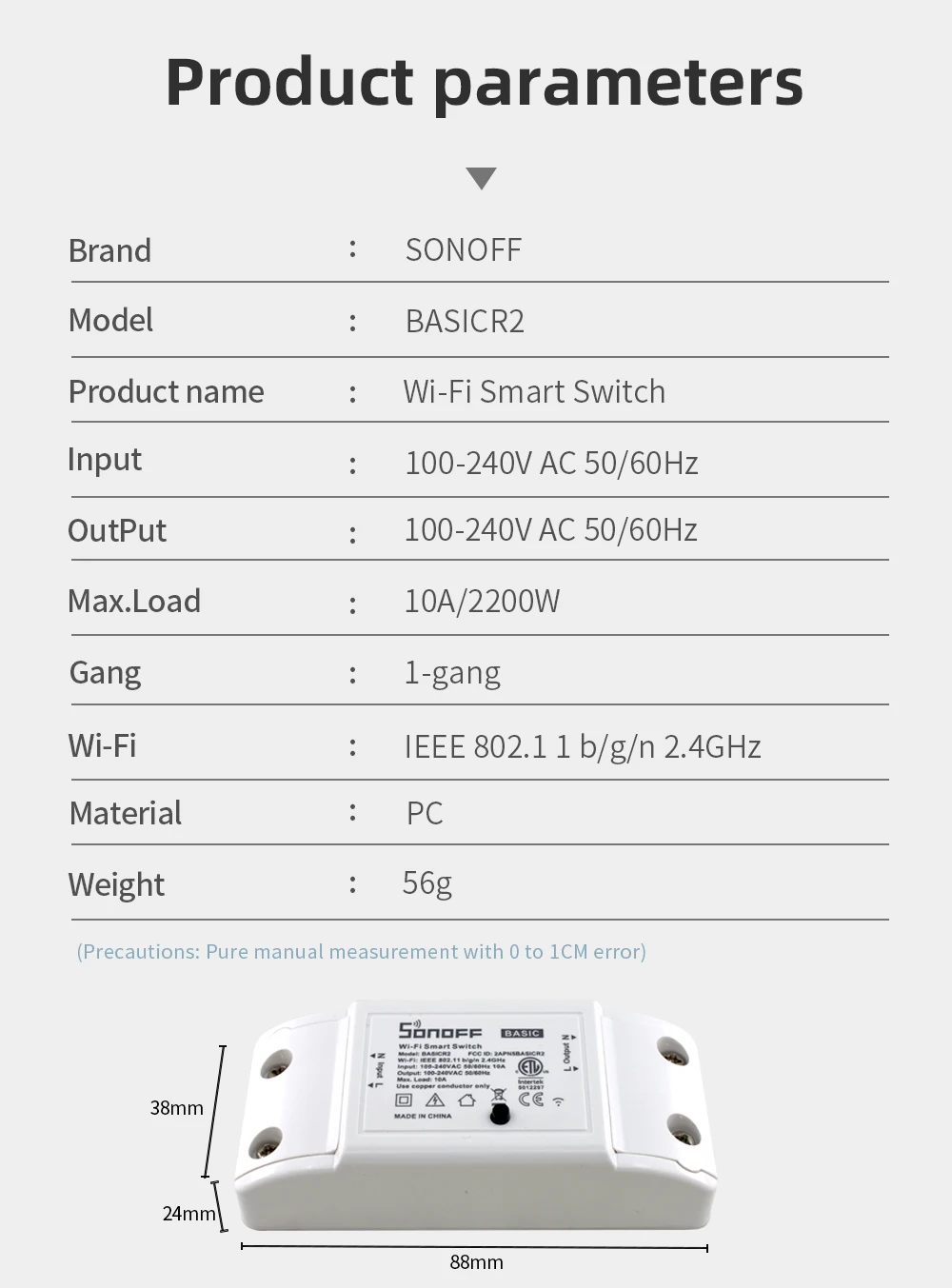 Decdeal Sonoff Smart WiFi Switch Telecomando Fai da Te Funziona con Alexa Google Home 1 PC 