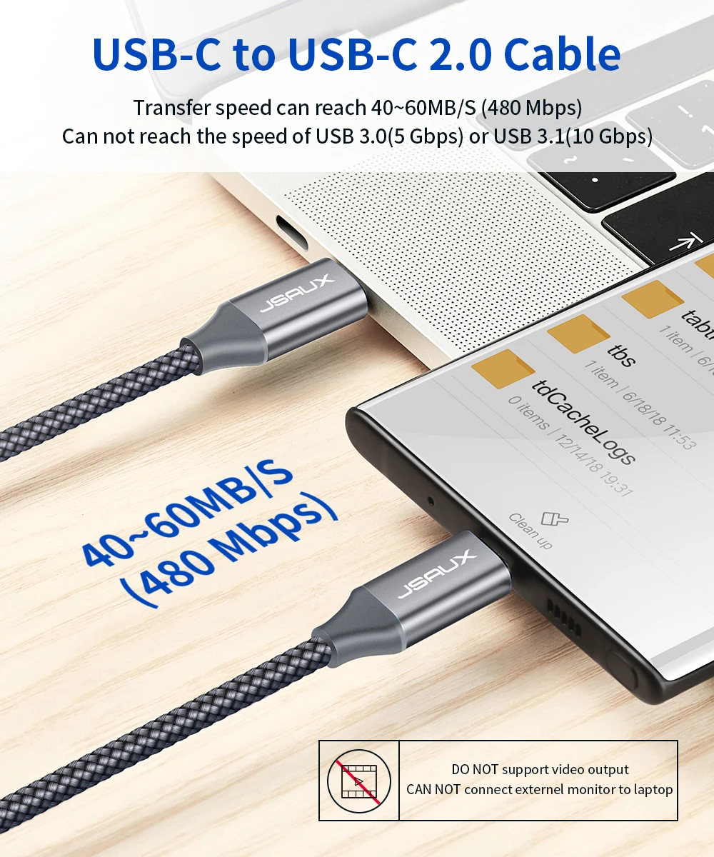 JSAUX 60 Вт USB C к Type кабель PD QC 2 0/3 0 для быстрой зарядки и передачи данных Macbook Air iPad Pro