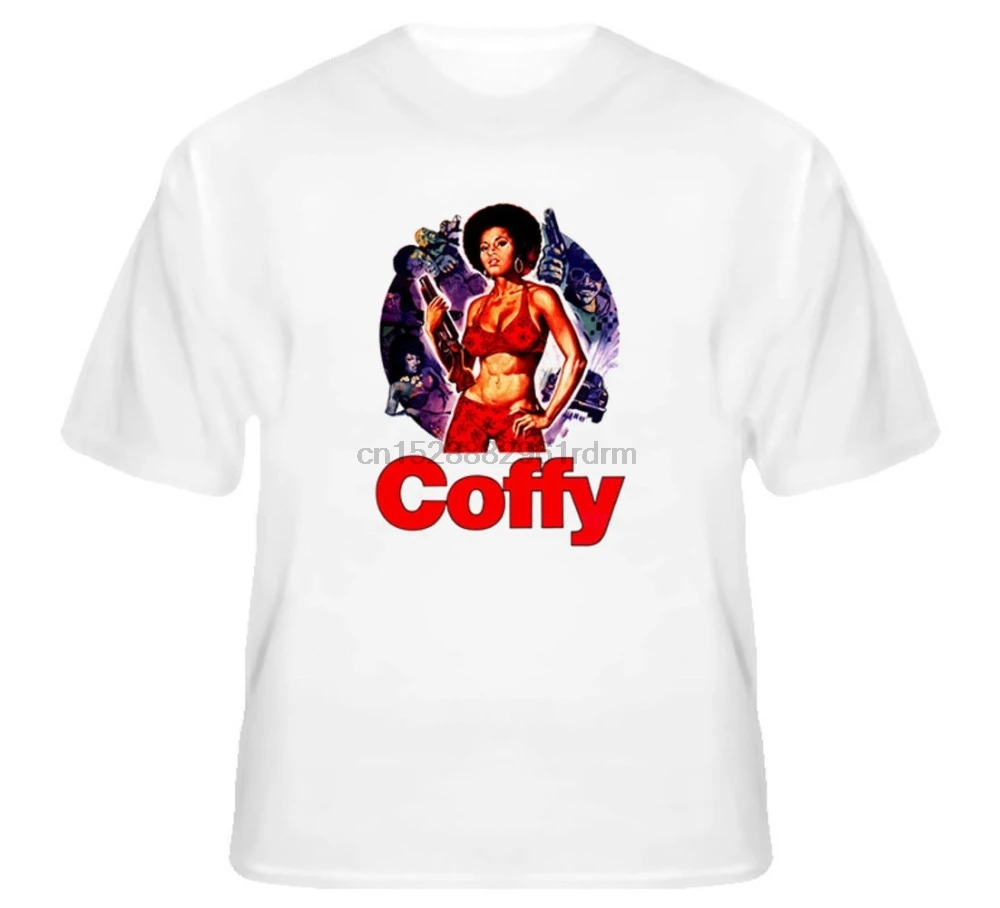 Повседневная футболка Мужская с рисунком Coffy Foxy коричневая Blaxploitation фильм плакат