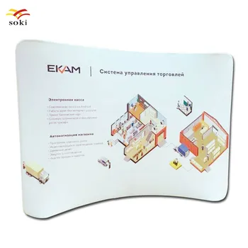 

20ft Curve Eye Catching Zip Up Tension Fabric Display Signature Wall Banner Stands For Exhibition Booth Trade Show Fair