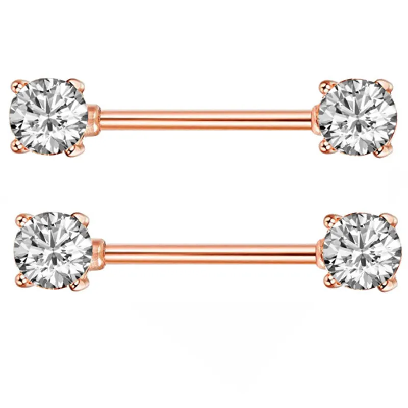 Elegant Opal Crystal Stainless Steel Nipple Piercing Jewelry Set