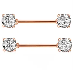 Elegant Opal Crystal Stainless Steel Nipple Piercing Jewelry Set (1 Pair)