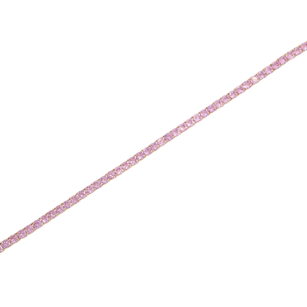 rose gold chain 46CM Мода, льдом розовая теннисная цепь, ожерелье и крест, подвеска, побрякушка, Фигаро кристалл, цепь для мужчин и женщин, рок, хип-хоп, панк украшения - Окраска металла: rose gold chain 46CM
