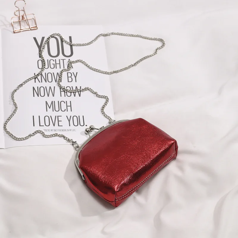 Women's Summer New Shell Sequins Hundred Ladle Chain Korean Edition Girl Single Shoulder Slant Bag - Цвет: Красный