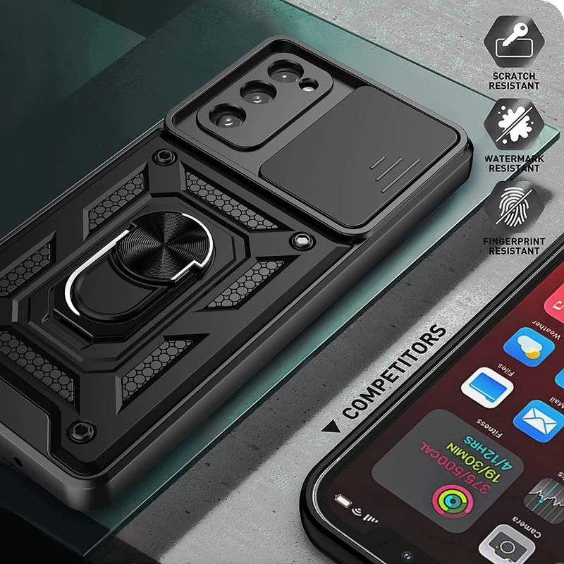 OPPO Reno 6 Z A16 A15 A74 A54 A94 A15S Case Realme  8 C21 C11 2021 A9 A5  Slide Stand Kickstand Ring Camera Military Grade Cover