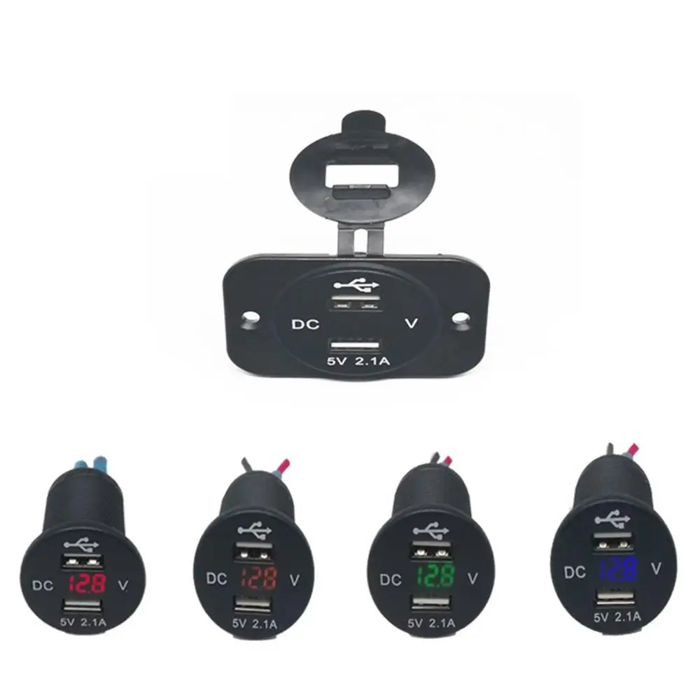Мотоцикл лодка автомобиль 2 USB штекер конвертер Вольтметр для автомобиля Мотоцикл Прямая поставка DC12V-24V до 5 В/2.1A измеритель напряжения
