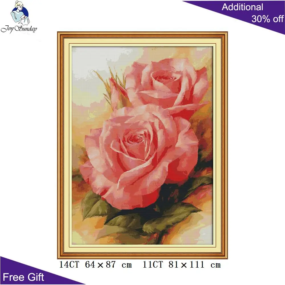 Joy Sunday H787 14CT 11CT штампованные и счетные украшения для дома розовая роза рукоделие