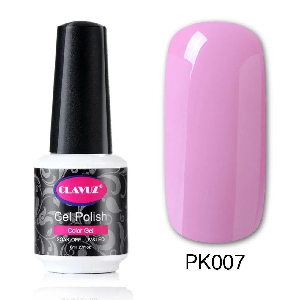 CLAVUZ 8 мл розовая серия+ mate Top Coat Effect УФ гель лак для маникюра Лак для ногтей Замачивание от однородного цвета для ногтей Гель-лак - Цвет: Pink007