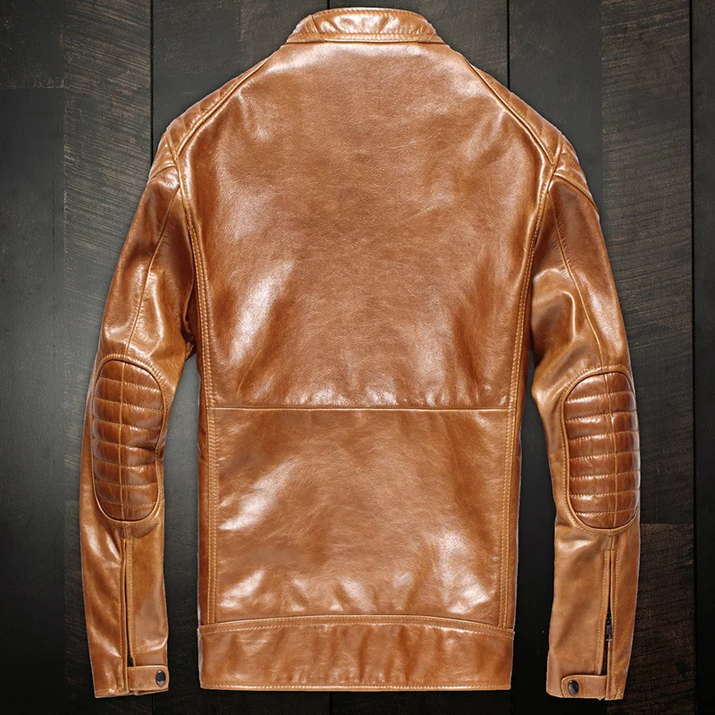 

Men's Autumn Winter Genuine Cow Leather Luxury Coat Streetwear Motorcycle Jacket Veste Homme 16-46 MY1804