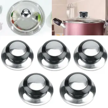 

5Pcs Material Heat-Resistant Pot Pan Lids Knob Lifting Handle Black And Silver Home Kitchen Cookware Replacement Parts