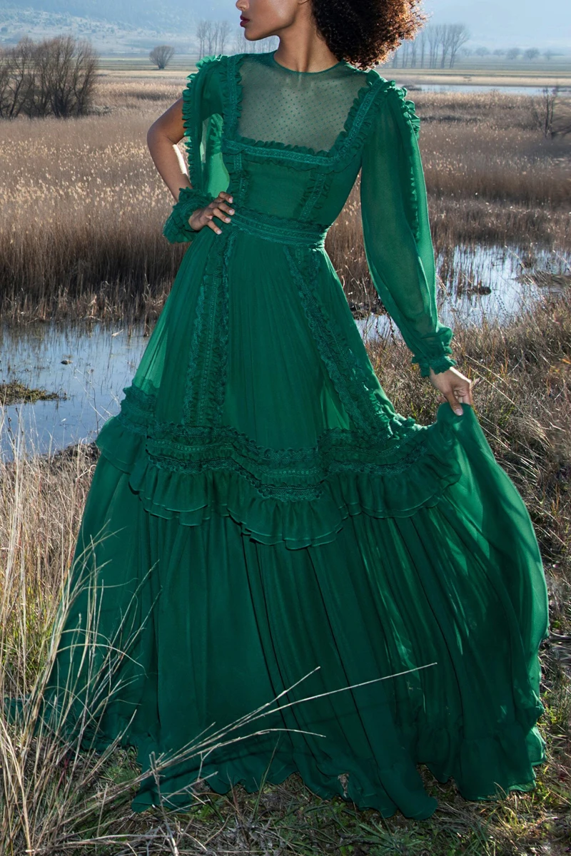 Spring Autumn Chiffon Boho Dress Women 2020