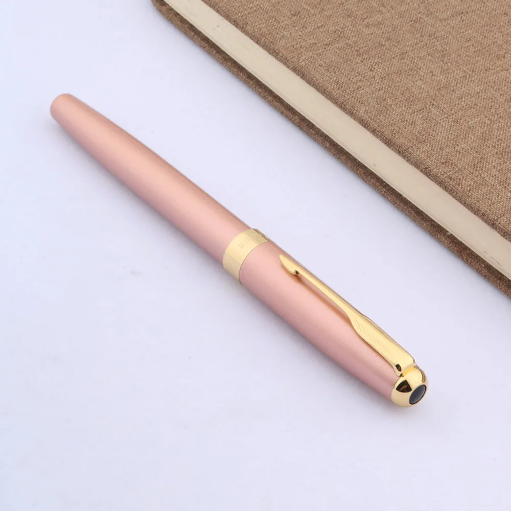 Ручка перьевая металлическая с розовым и золотым наконечником 388|blue fountain pen|fountain