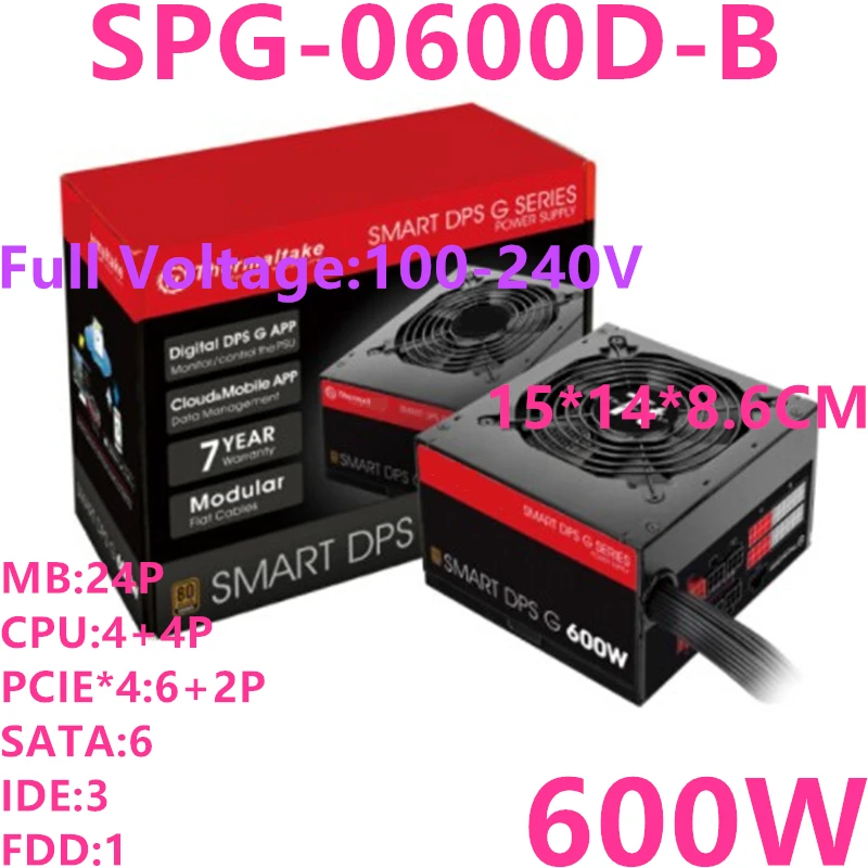 Новый блок питания для Thermaltake(Tt) Brand Smart DPS G 600 Вт 80plus Бронзовый полумодульный