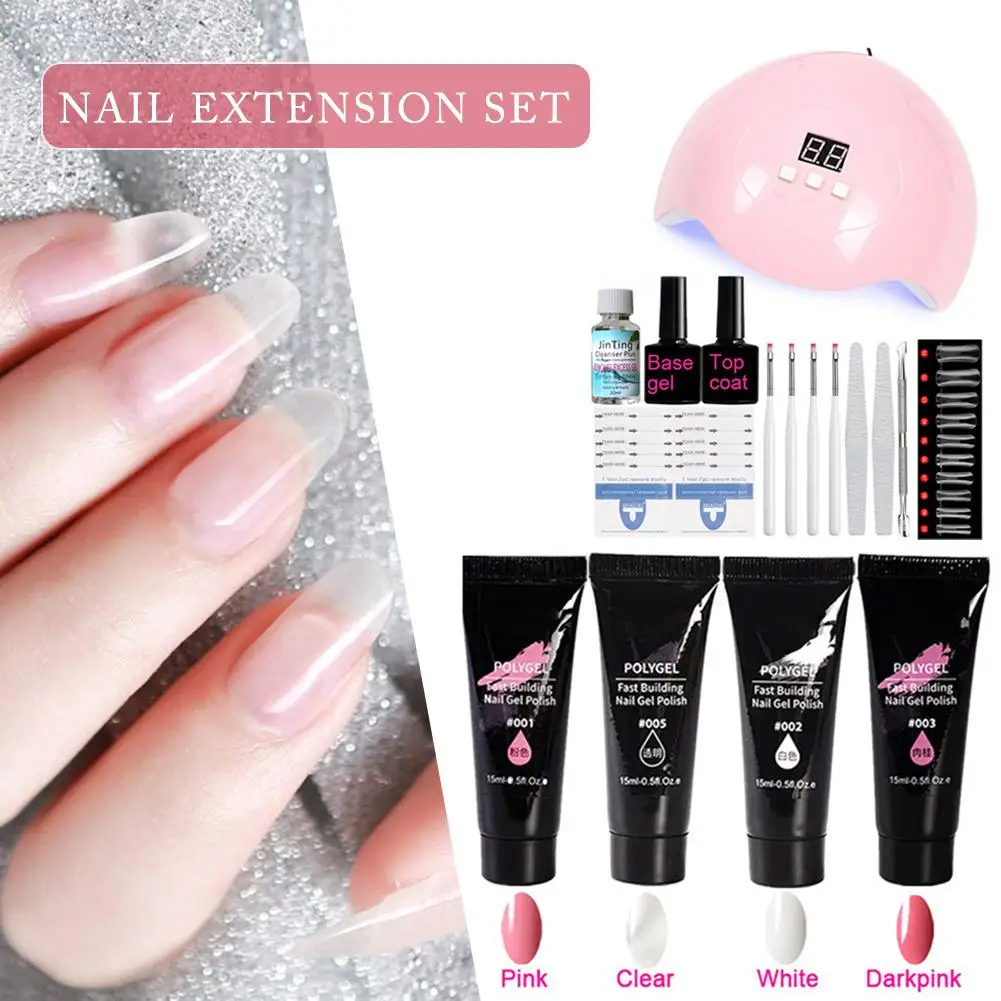 Natural Safe Poly Gel Nail Set UV Gel Varnish Nail Polish Art Kit Quick