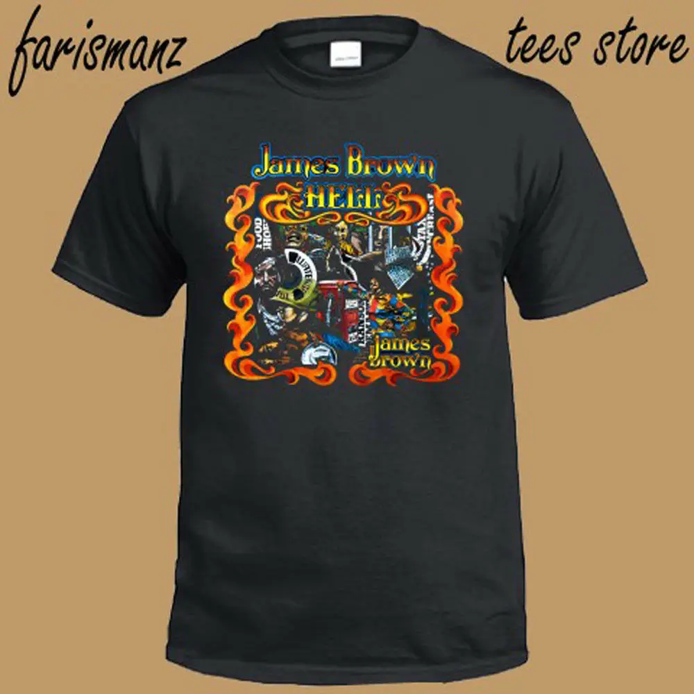 

James Brown Hell Album Cover Funk Music Logo Men's Black T-Shirt Size S To 3XL