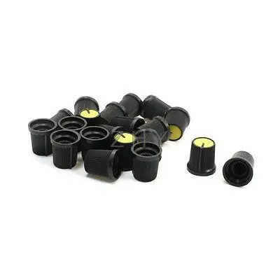 

20 Pcs 6mm 15/64" Shaft Dia. Nonslip Potentiometer Knobs Yellow Black