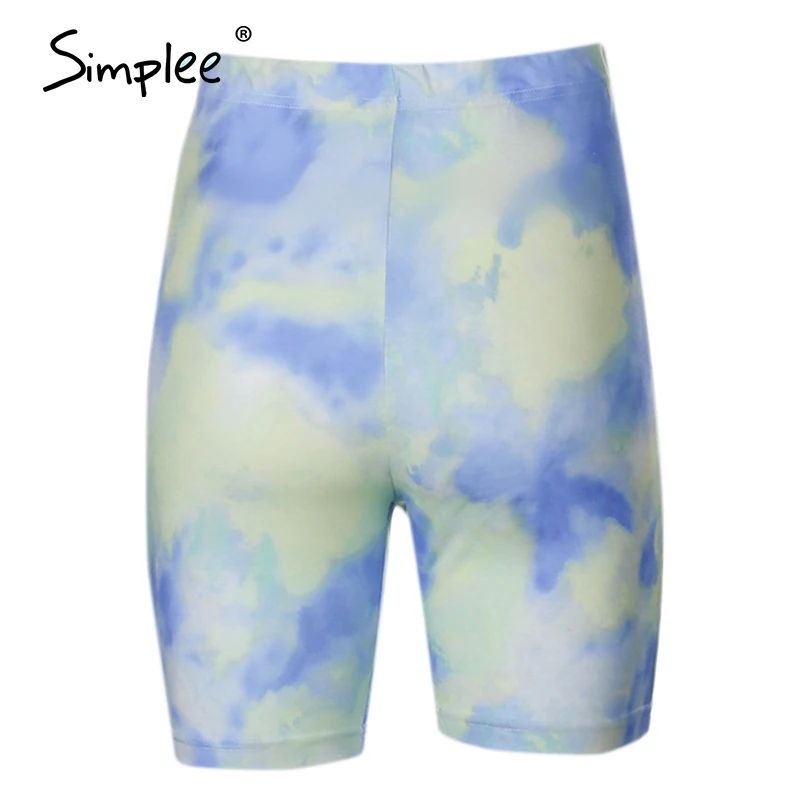 Simplee Casual outfits womens two piece suits Tie dye printing backsuits T-shirt suit Sports style bicycles shorts set 2020 NEW