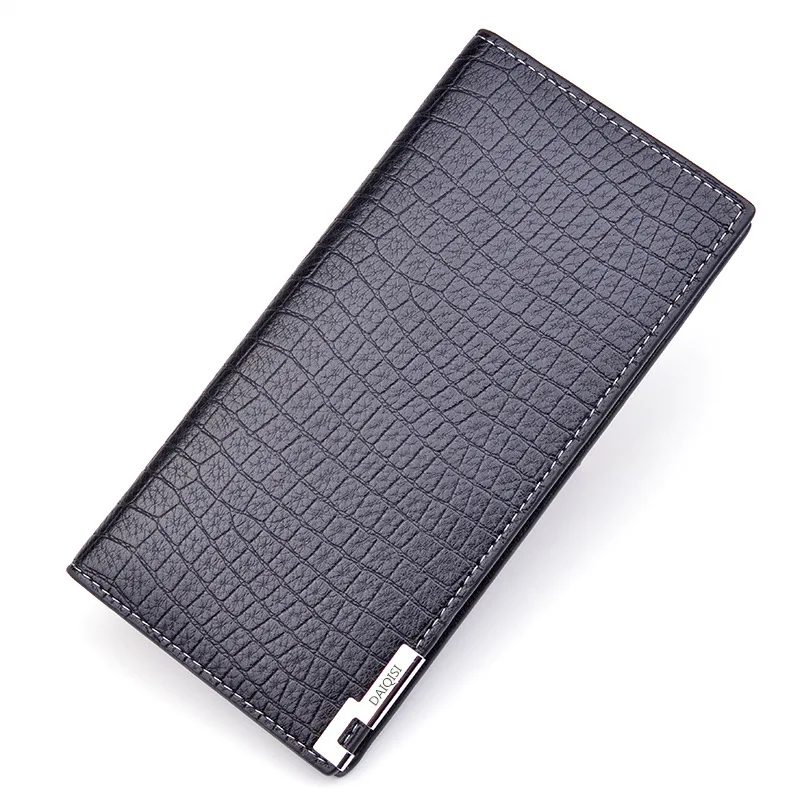 Men's Wallet Long Three-fold Vertical Open Soft Wallet Multi-card