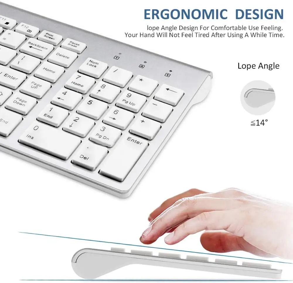 Hebraico Baixo Nível de Ruído 101 Teclas Teclado sem Fio 2.4g Fino e Compacto Teclado sem Fio para Computador Portátil Windows pc Desktop Smart tv - Imagem 2