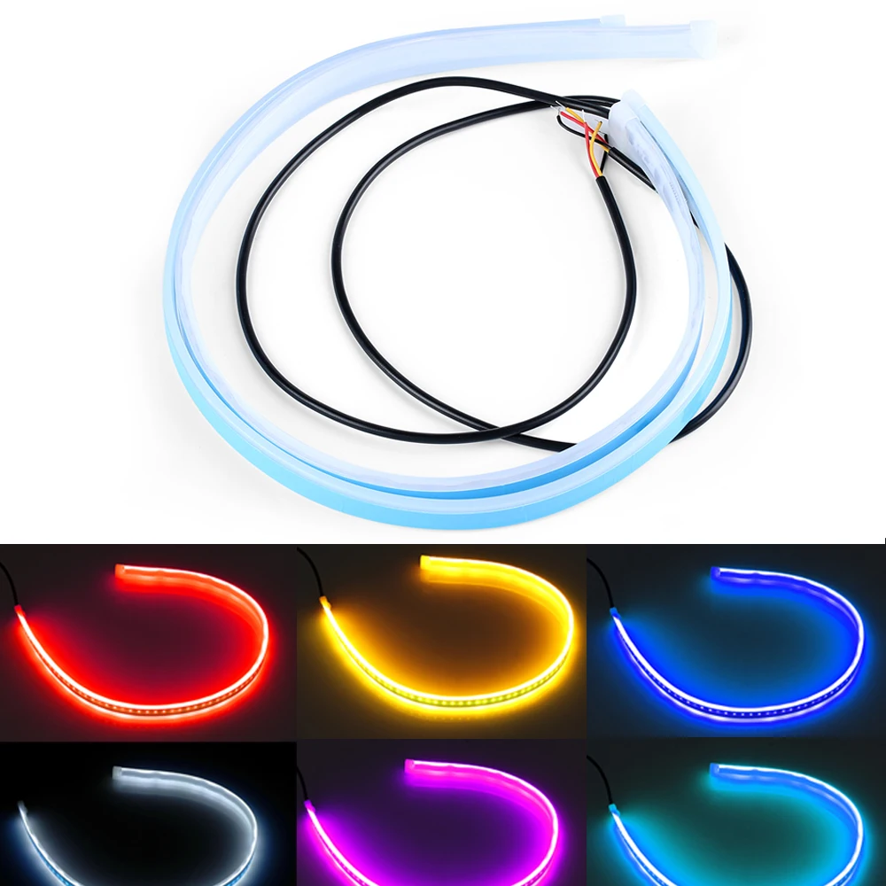 

2PC Waterproof Built-in IC Driver Ultra Thin LED Strip DRL Flowing Turn Signal Lamp Daytime Running Light Eyebrow Headlight