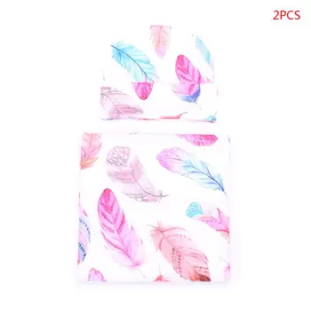 

2019 2 Pcs/set Baby Child Cartoon Print Hat Swaddle Wrapped Infants Blanket Hats Newborn Shower Gift Photography Props