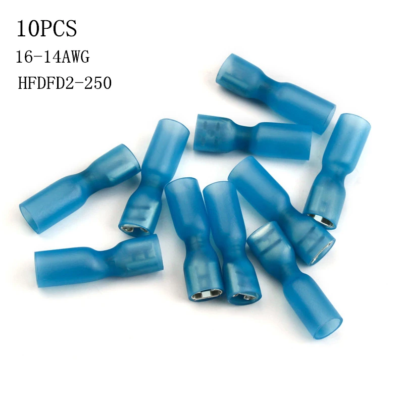 10 шт. HRV2-6 термоусадочные синие/красные кольца 16-14 AWG провода разъемы изолированные электрические обжимные клеммы 14-12 AWG 1,5-мм2 - Цвет: 10pcs