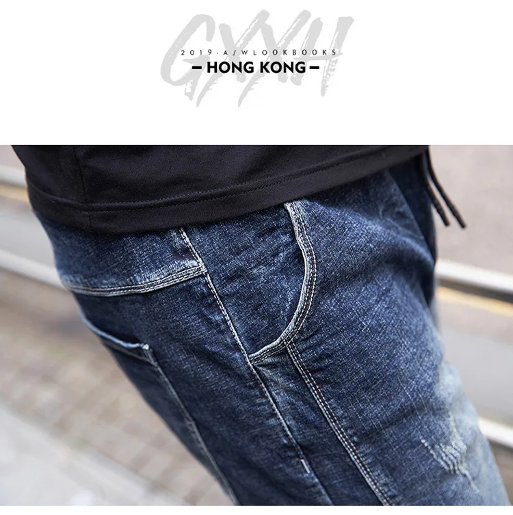 GXXH большие мужские джоггеры с эластичной резинкой на талии джинсы хлопковые Свободные мешковатые плиссированные джинсовые брюки дизайнерская мужская одежда плюс размер 6XL