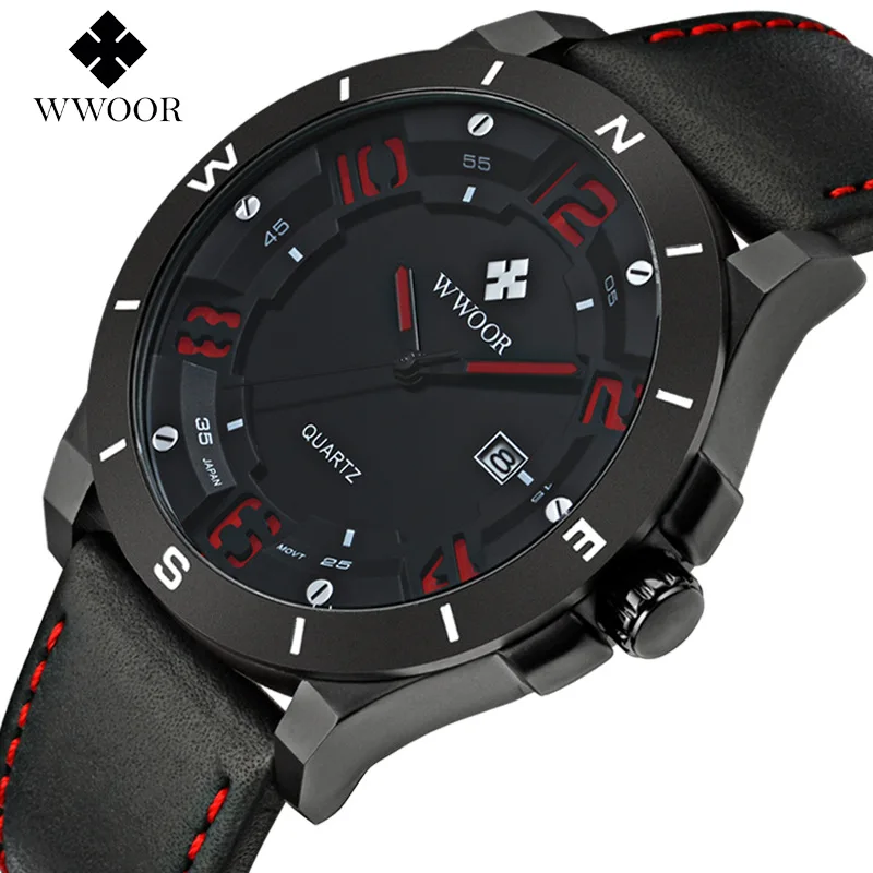 

[Special Offer] Genuine Product Men's Sports Leather Watch Strap MEN'S Watch Dull Polish Black Shell Calendar Waterproof Quartz
