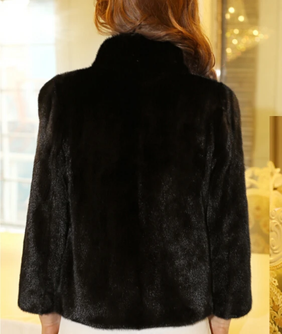 Женская меховая шуба из искусственного меха норка куница с воротником стойкой