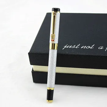 

Free Shipping luxury Metal Fountain Pen Business Executive Dragon Crystal Diamond Ink Writing Pen 2 nib Gift