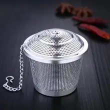 Корзина для заваривания листьев чая из нержавеющей стали, держатель фильтра для заваривания чая с цепочкой, антикоррозийные кухонные принадлежности, заварочный лист для чая