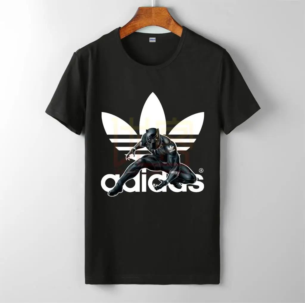 Черная пантера невозможное это ничего Addidas логотип Mashup рубашки Мужская брендовая