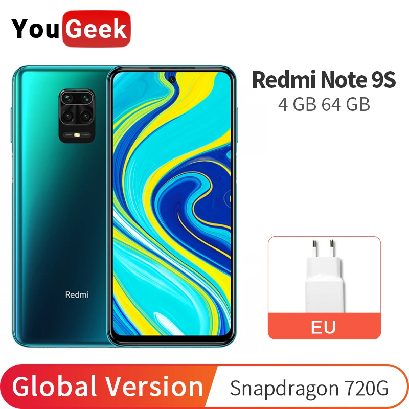 Глобальная версия Xiaomi Redmi Note 9S 9 S 4 Гб 64 Snapdragon 720G Восьмиядерный мобильный телефон