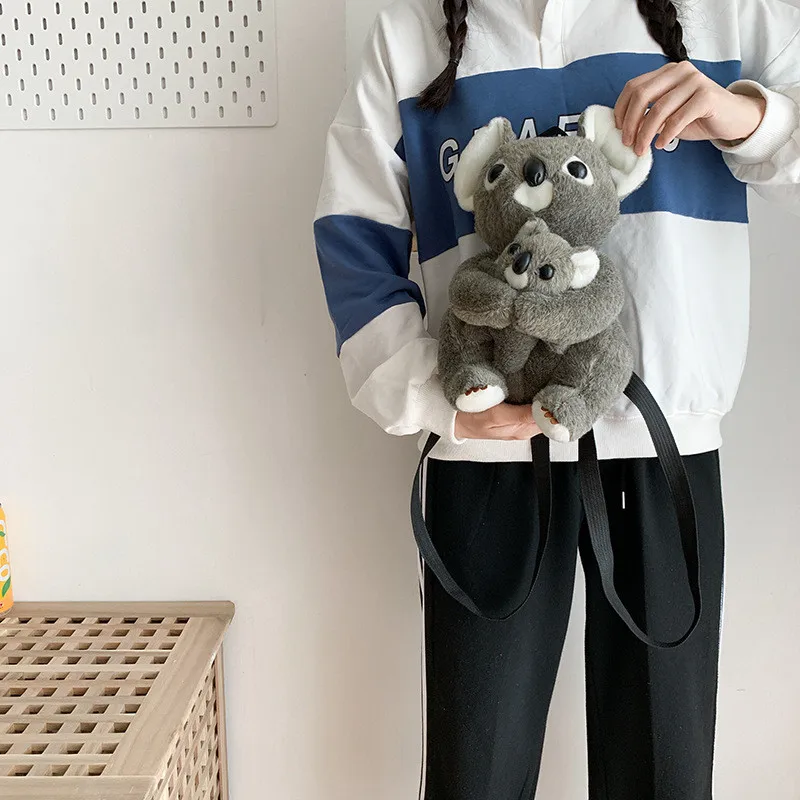Mother and Kids Koala Bear Plush Backpack Toys Animals Key Phone Coin Purse Bag Dolls Gift for Kids Friends 2020 New Arrival  (8)