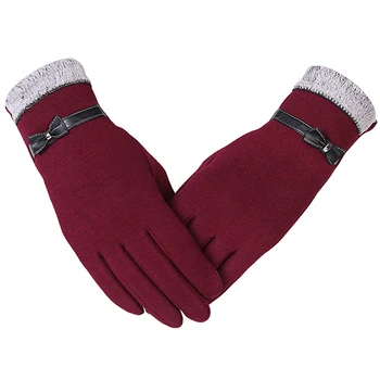 

Autumn Women Wrist Gloves Cashmere Female 2020 New Solid Color Fashion Women Full Finger Gloves Winter Bow Mitts Mittens