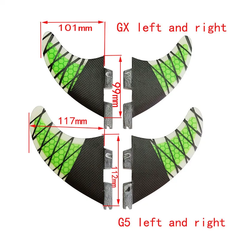 

New Upright keel FCS II Fins size G5+GX Quad fin carbon fiber Surfboard Fins 4PCS Set for FCS II box fiberglass surf Fin