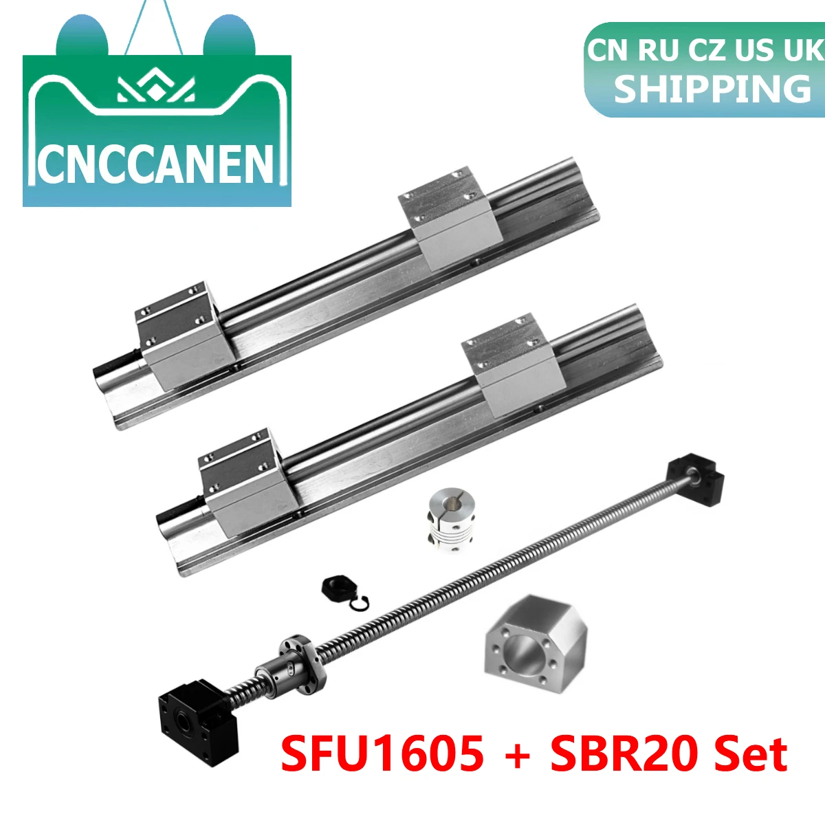 Линейная направляющая SBR20 2 шт. + 4 SBR20UU блочный подшипник SFU1605 шариковый винт