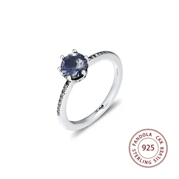 

Blue Sparkling Crown Ring femme 925 Sterling Silver Wedding Rings for Women Fashion Jewelry anillos mujer Free Shipping