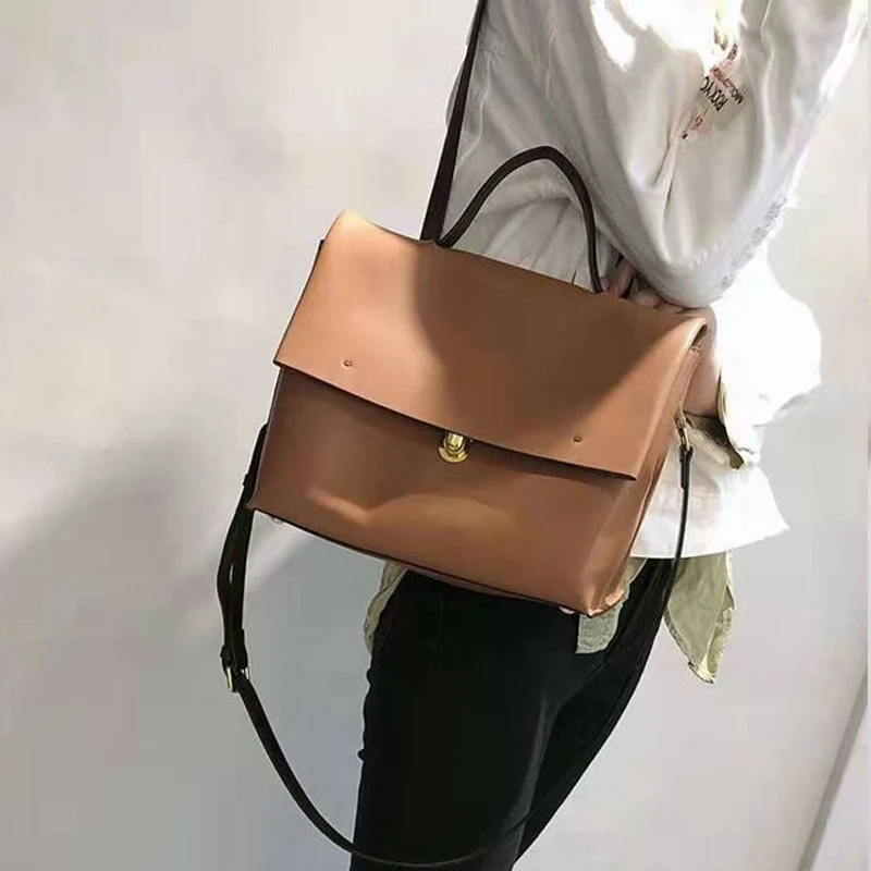 Retro Luxury Handbags Brand New Large Capacity Flap Bag Soft Genuine Leather Shoulder Bag Vintage Crossbody Bags For Women