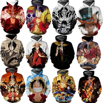 

Anime ONE PIECE Costume Monkey D Luffy Sweatshirts Cosplay Autumn Men European and American 3D Printing Jacket Hooded sweater
