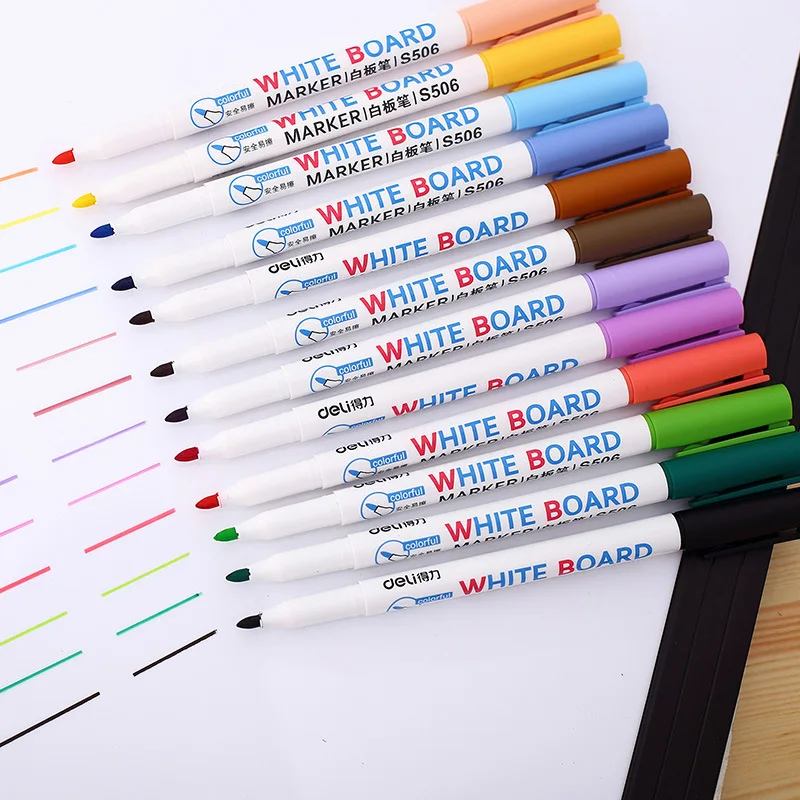 

12 Color Whiteboard Pen Set Erasable Marker Pen For White Board Glass Drawing Writing Office Meeting School Teacher Supplies