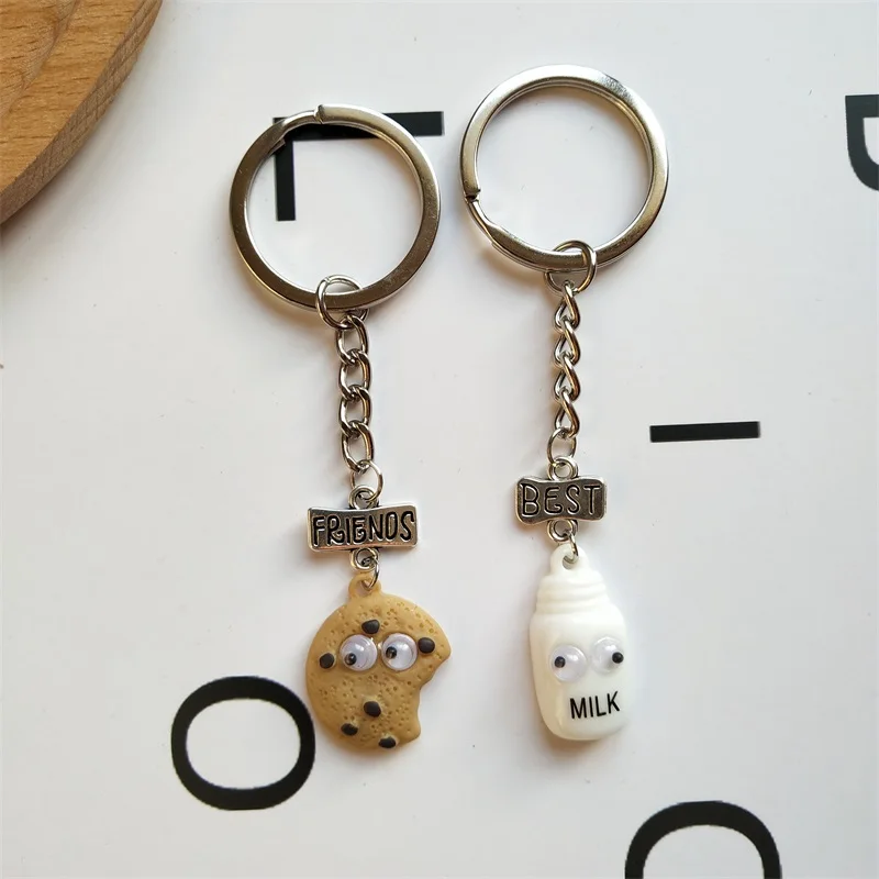 2 шт./компл. Key Chain модные милые выпечка бисквитов кружка для молока лучший брелок лучшему другу автомобильный брелок для ключей День рождения подарок