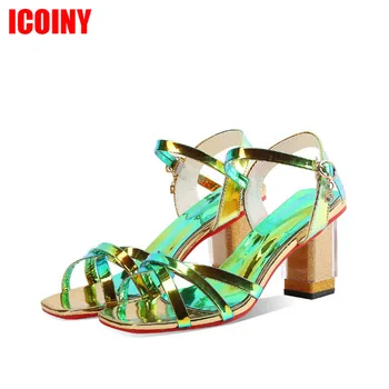 

Women Laser Ankle Strap Sandals Summer Sexy Open Toe High Heel Wedding Party Shoes Woman Elegant Ladies Silver Summer Sandals