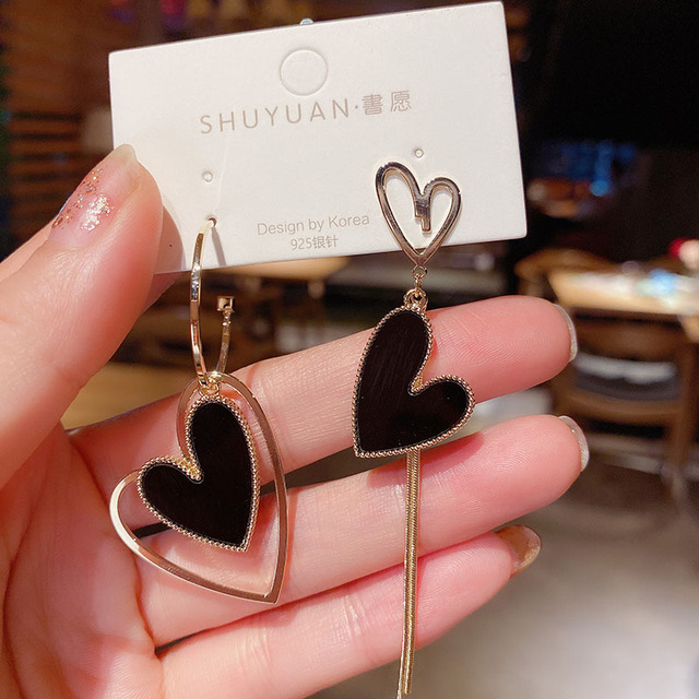 Color Big Heart Stud Earrings for Women Girl Korean Love Drop Glaze Aesthetic Daily Life Minimalist Jewelry Piercing Ear
