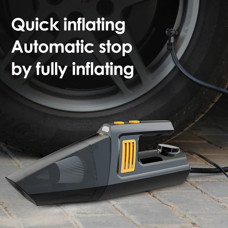 

Licheers 4 in 1 Car Handheld Vacuum Cleaner with Digital Tire Inflator Pump Pressure Gauge LED Light Vacuum Cleaner For Car