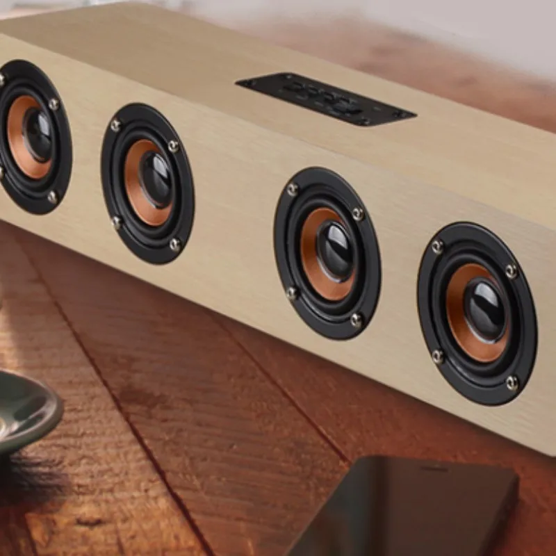 Бежевый Torlinse 12 Вт Hifi Bluetooth Динамик s Беспроводной стерео сабвуфер Altavoz дерево домашний аудио Настольный Динамик громкой связи TF caixa де сом - Цвет: Бежевый