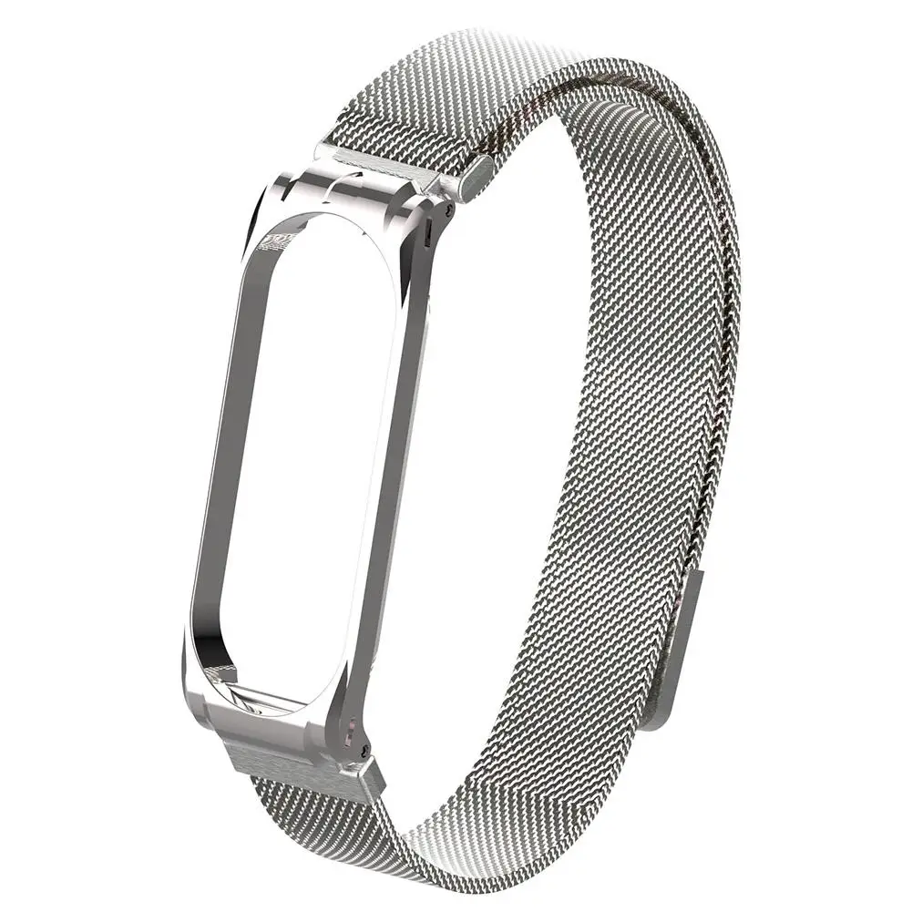 Ремешок для часов магнитный браслет из нержавеющей стали сменный Браслет для Xiaomi mi Band 3/mi Band 4 - Цвет: Silver